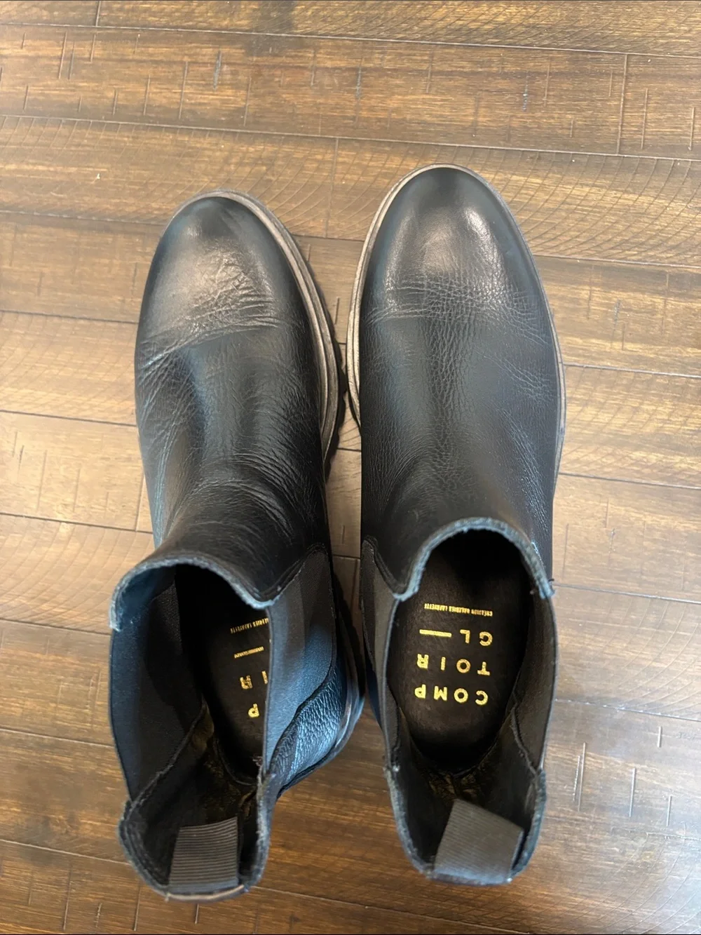Comptoir Des Cotonniers Black Leather Chelsea Lug Boots